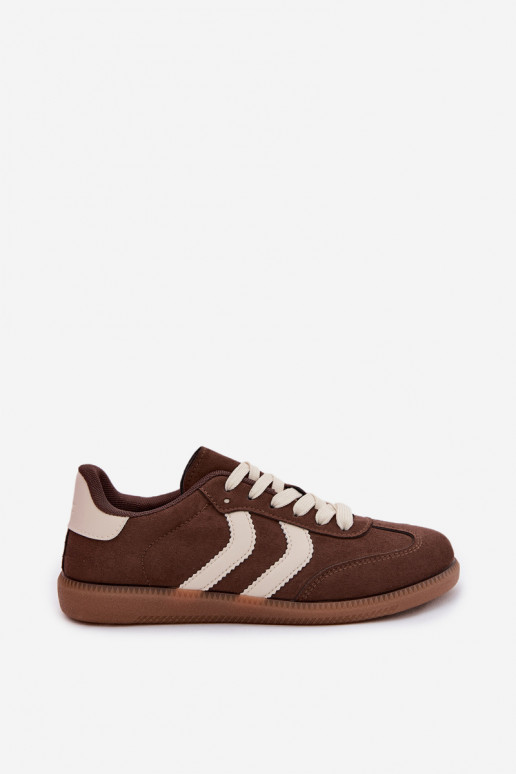 Chocolade dames sneakers in faux suede Jesavella