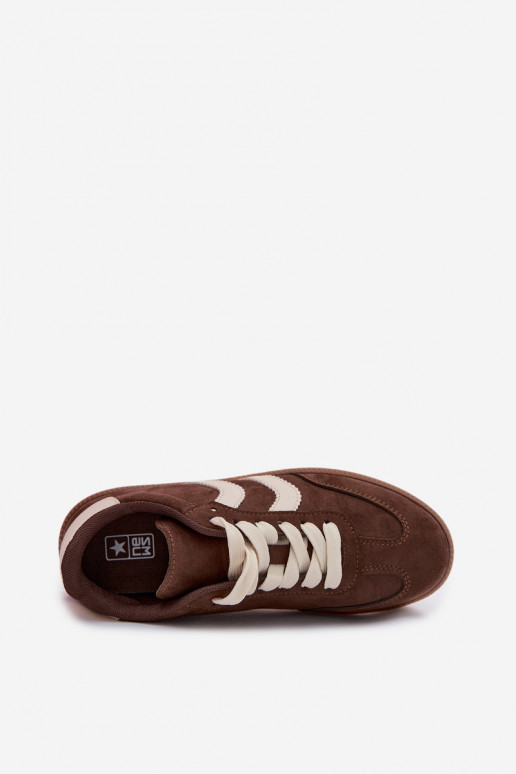 Chocolade dames sneakers in faux suede Jesavella