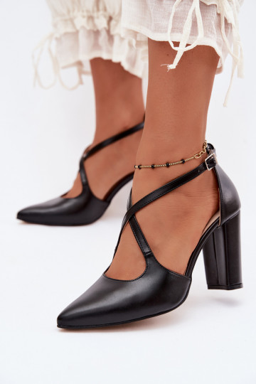 Zwarte schoenen met hakken en bandjes Zazoo 1053 2