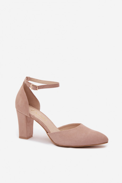 Sandkleurige sandalen met hakken en bandjes met puntige neus Zazoo 823