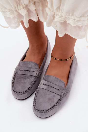 Grijze faux suede platte mocassins Galadriel