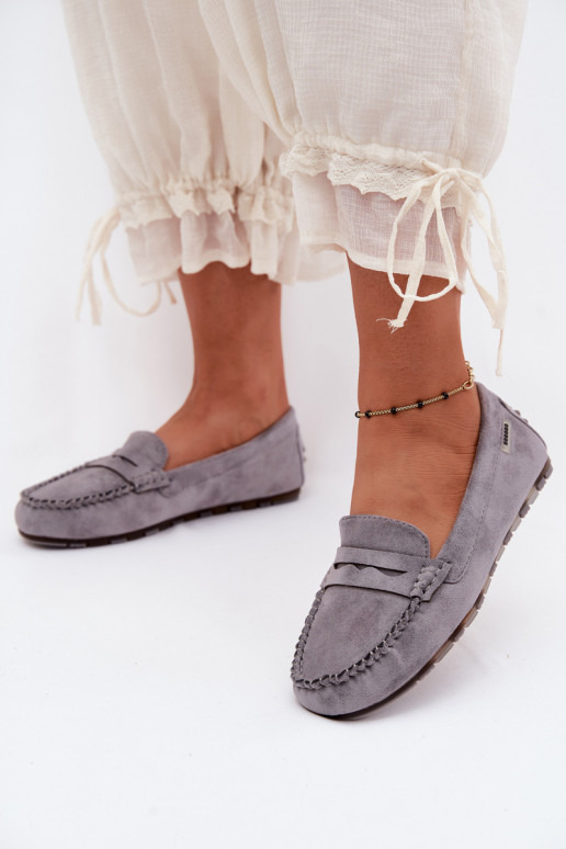 Grijze faux suede platte mocassins Galadriel