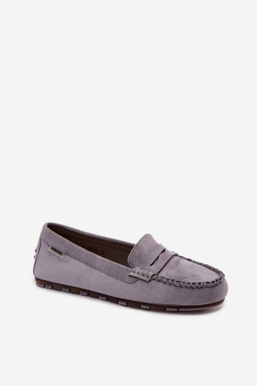 Grijze faux suede platte mocassins Galadriel