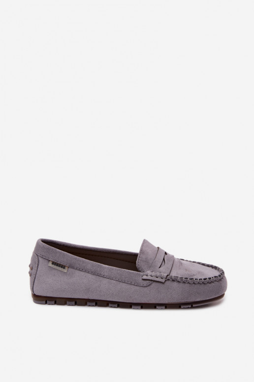 Grijze faux suede platte mocassins Galadriel