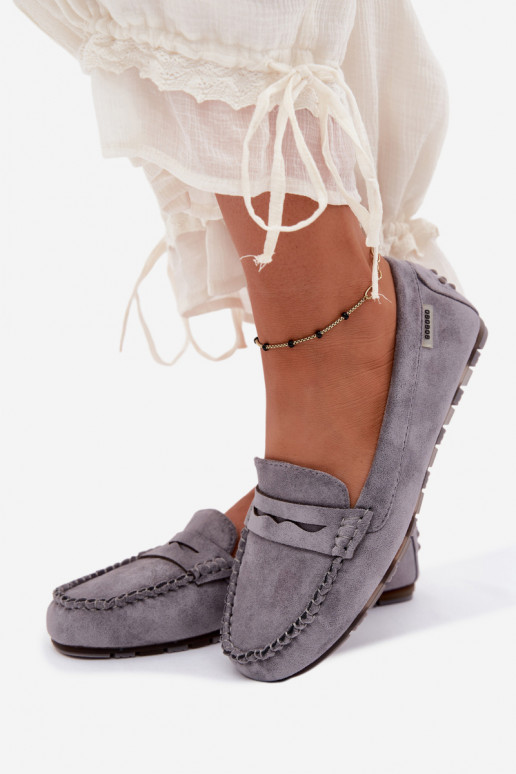 Grijze faux suede platte mocassins Galadriel