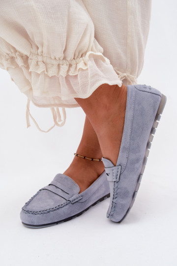 Blauwe faux suede platte mocassins Galadriel