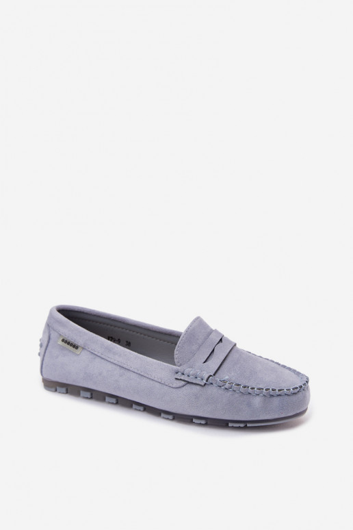 Blauwe faux suede platte mocassins Galadriel