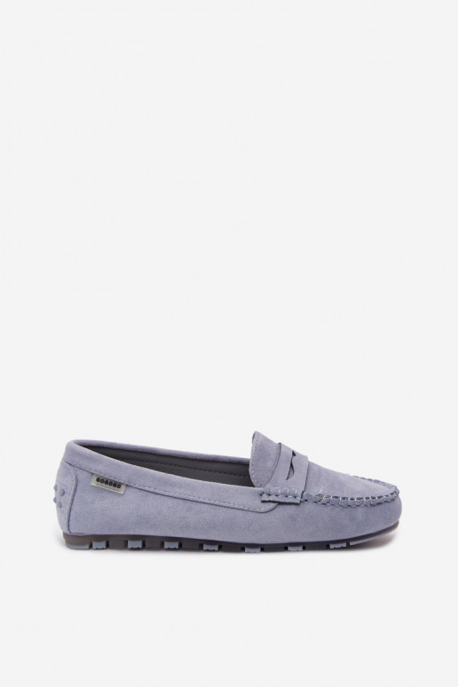 Blauwe faux suede platte mocassins Galadriel