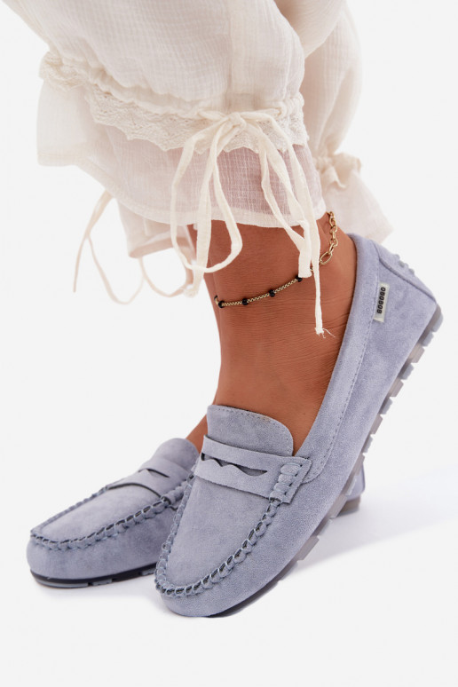Blauwe faux suede platte mocassins Galadriel
