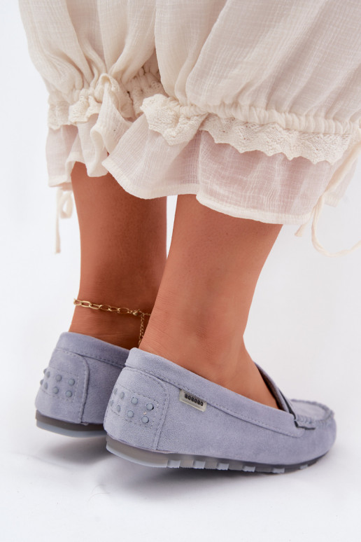 Blauwe faux suede platte mocassins Galadriel