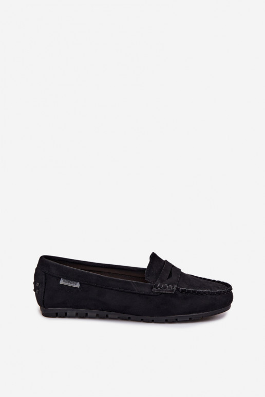 Zwarte faux suede platte mocassins Galadriel
