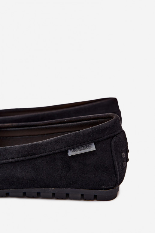 Zwarte faux suede platte mocassins Galadriel