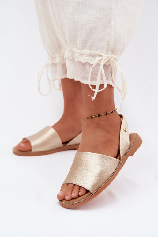 Gouden sandalen met brede hakken Pollyanna