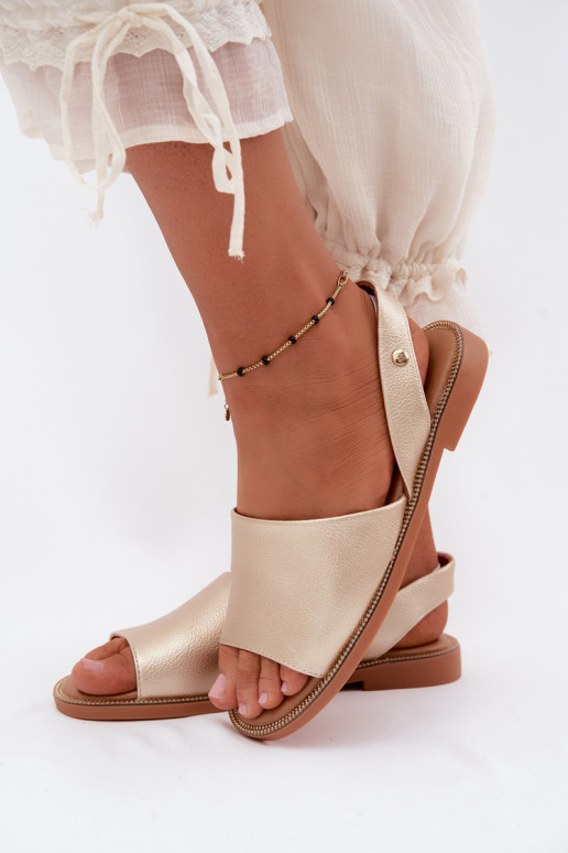 Gouden sandalen met brede hakken Pollyanna