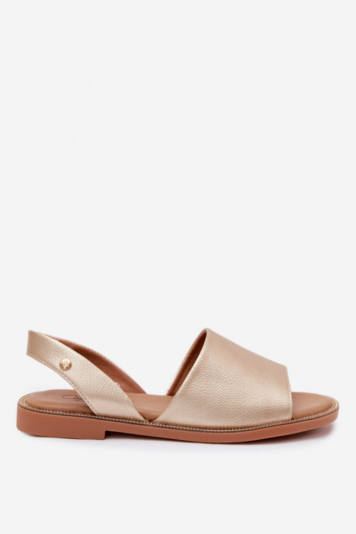 Gouden sandalen met brede hakken Pollyanna
