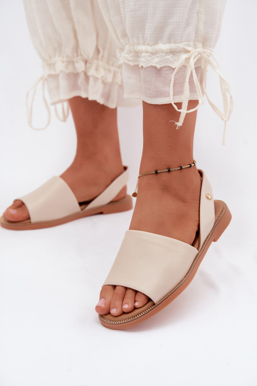 Zandkleurige sandalen met brede hakken Pollyanna