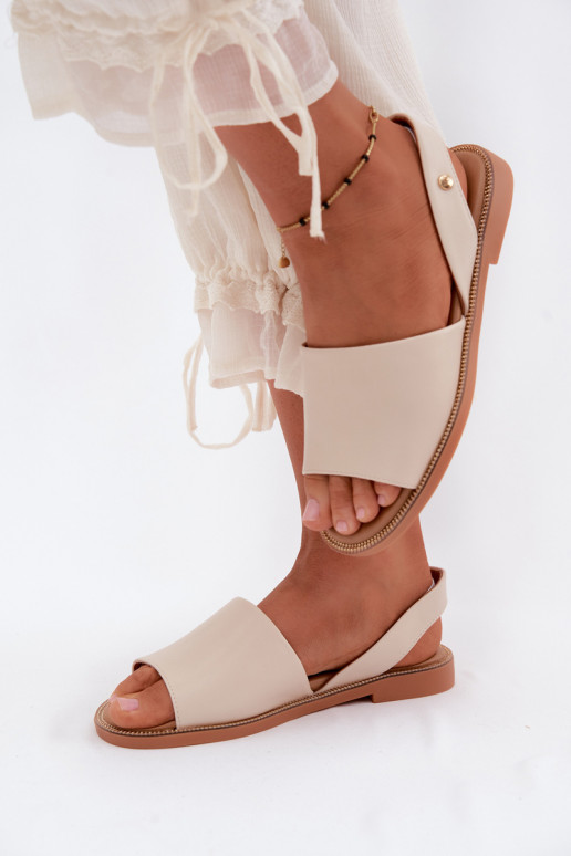 Zandkleurige sandalen met brede hakken Pollyanna