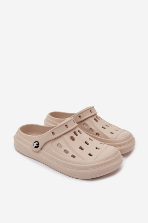 Heren lichte zandkleurige slippers Route