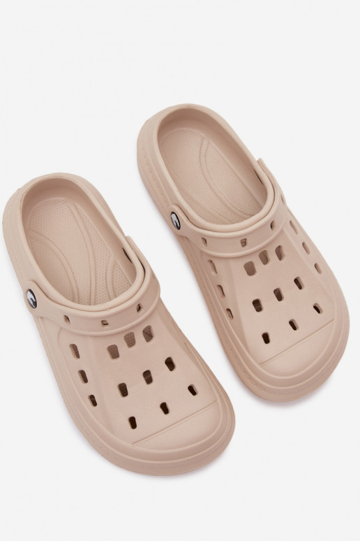 Heren lichte zandkleurige slippers Route