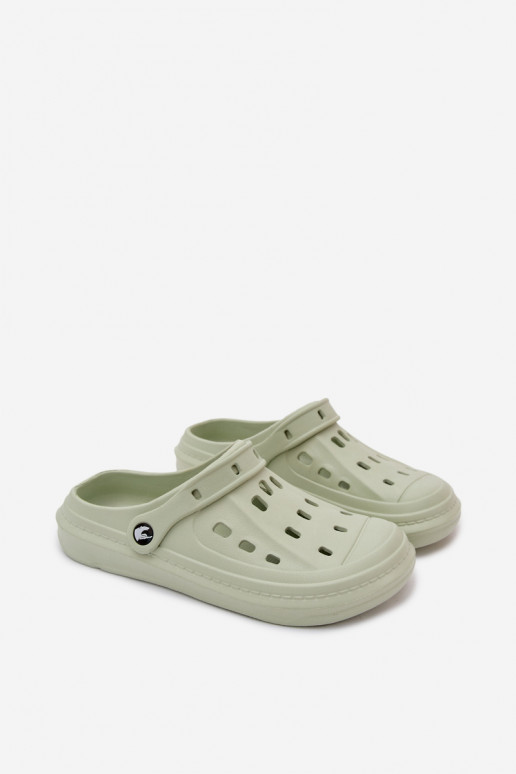 Heren lichte pastelgroene slippers Route
