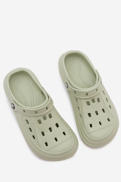 Heren lichte pastelgroene slippers Route