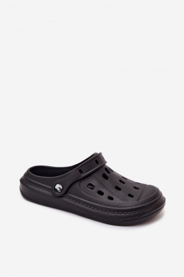 Heren lichte zwarte slippers Route