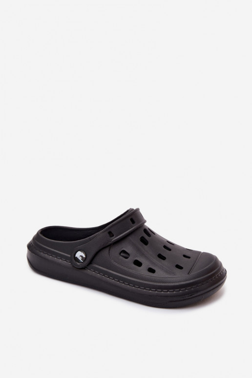 Heren lichte zwarte slippers Route