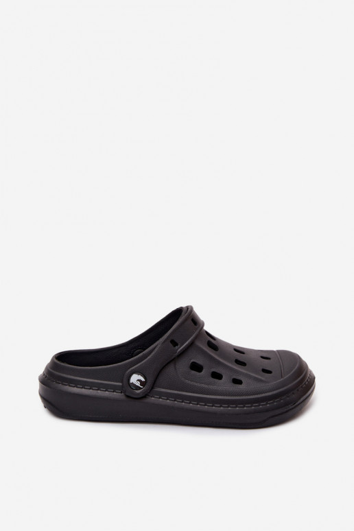 Heren lichte zwarte slippers Route