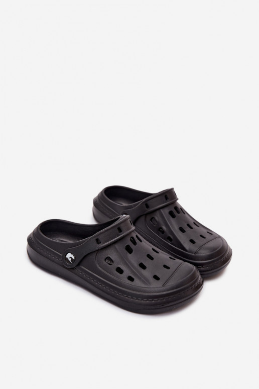 Heren lichte zwarte slippers Route
