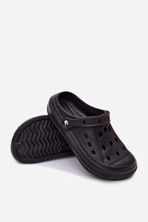 Heren lichte zwarte slippers Route