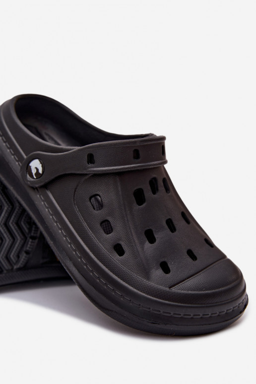 Heren lichte zwarte slippers Route