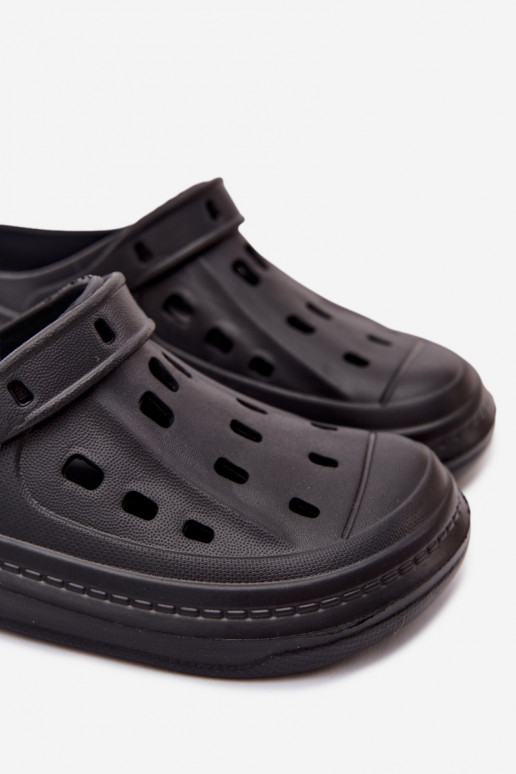 Heren lichte zwarte slippers Route