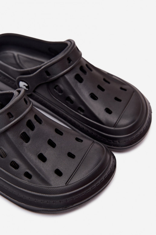 Heren lichte zwarte slippers Route