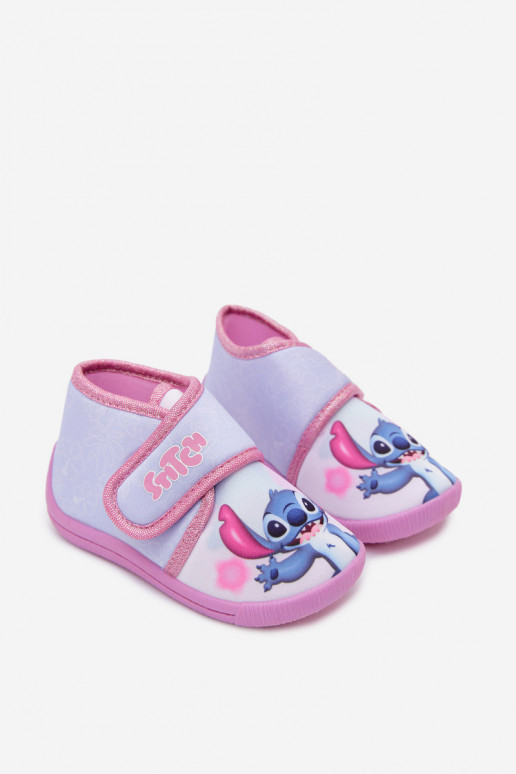 Kinderslippers met klittenband STITCH roze