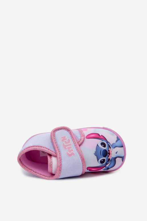 Kinderslippers met klittenband STITCH roze