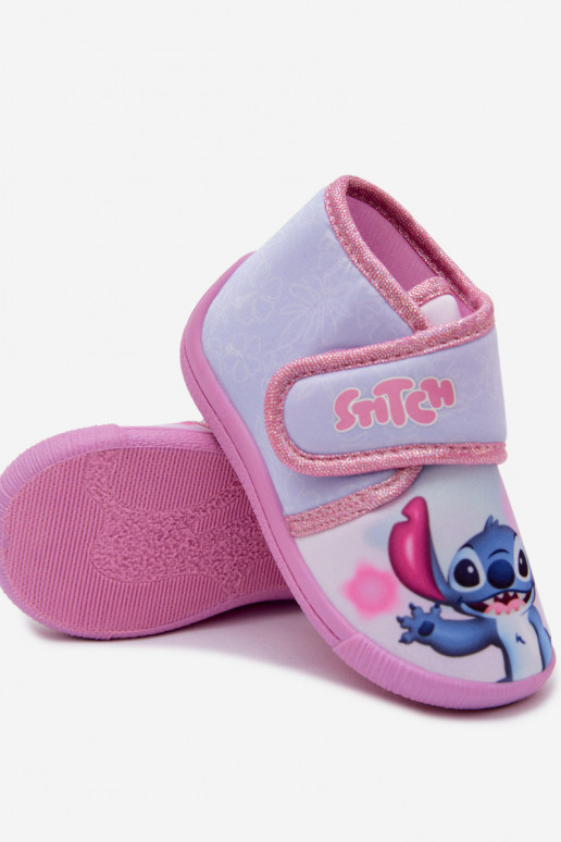 Kinderslippers met klittenband STITCH roze