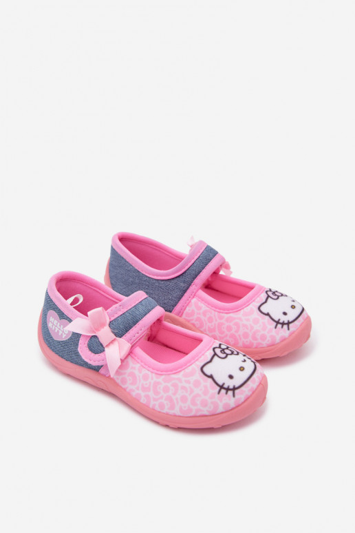 Kinderslippers met klittenband HELLO KITTY roze