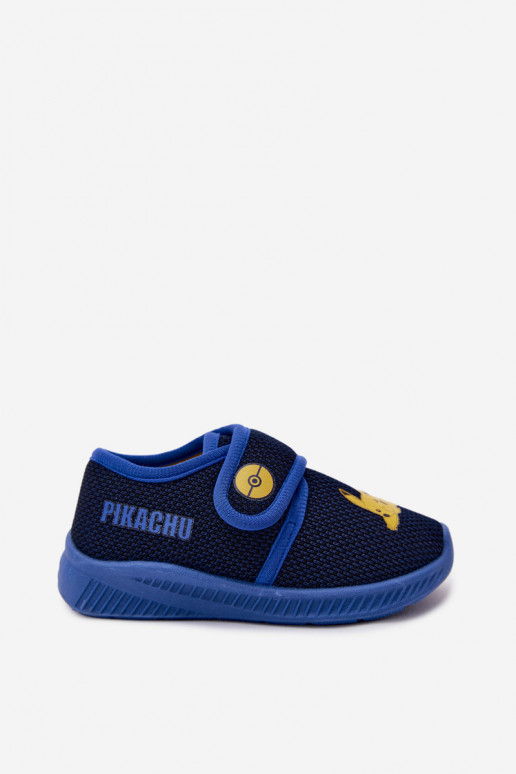 Jongensslippers met klittenband Pikachu donkerblauw