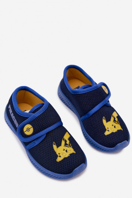 Jongensslippers met klittenband Pikachu donkerblauw