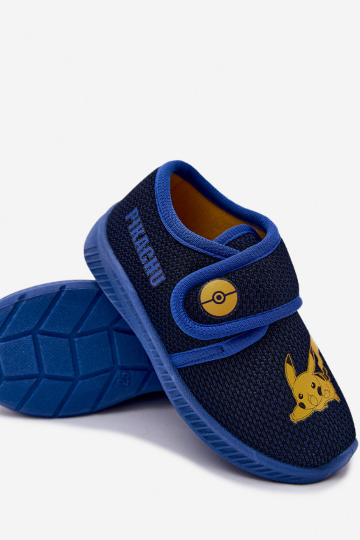 Jongensslippers met klittenband Pikachu donkerblauw