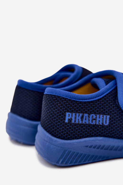 Jongensslippers met klittenband Pikachu donkerblauw