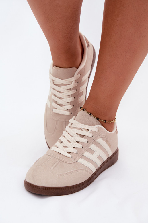 Heren sandkleurige sneakers met bandjes Chrissy