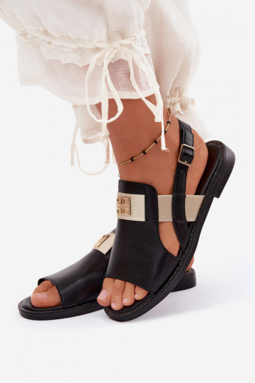 Zwarte dames sandalen met gouden details Birdie 2