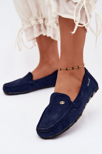 Heren donkerblauwe mocassins van faux suede Tai turirilla 2
