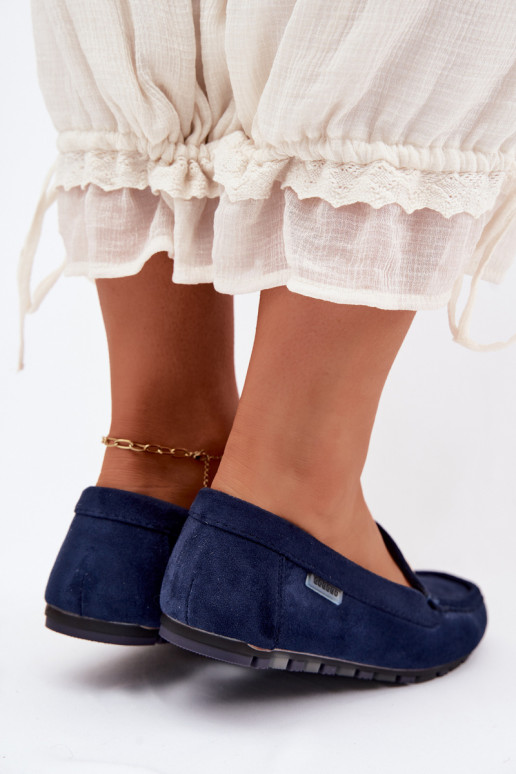 Heren donkerblauwe mocassins van faux suede Tai turirilla