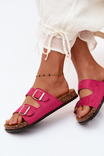 Dames roze slippers met gespen Brigid