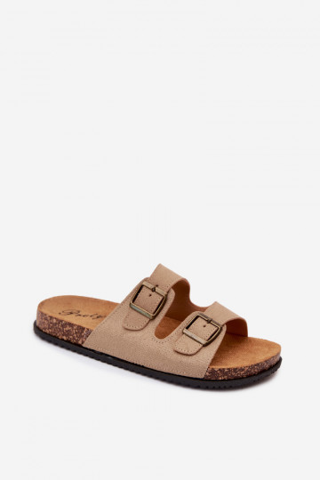 Heren sandkleurige slippers met gespen Ruby