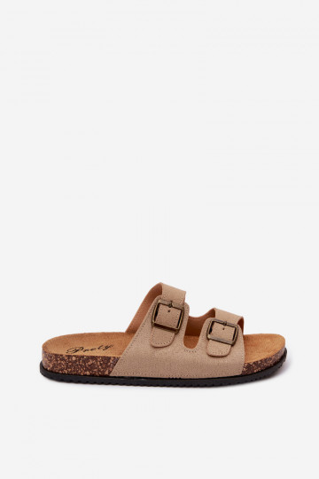 Heren sandkleurige slippers met gespen Ruby 2
