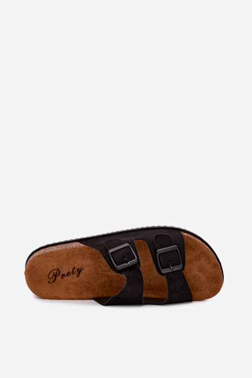Heren zwarte slippers met gespen Ruby
