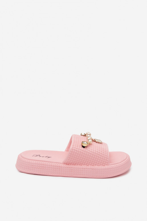 Dames roze lichte slippers met ornamenten Rosehip